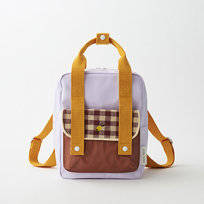 STICKY LEMON backpack | ginghamichocolate sundae + daisy yellow + mauve lilac jsmall