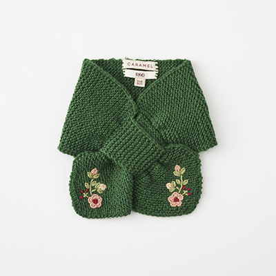 CARAMEL 2022AW BABY KNITTED SCARFiOLIVE GREEN jONE SIZE
