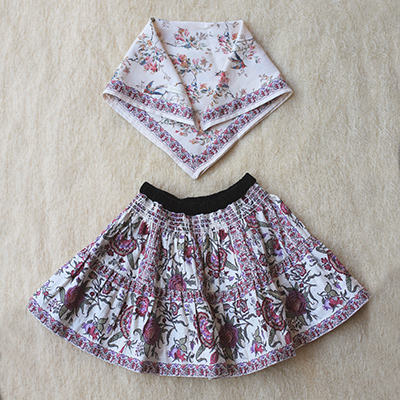 BONJOUR 2023AW KIDS SKIRT AND SCARF 50*50 CM 4A-6A