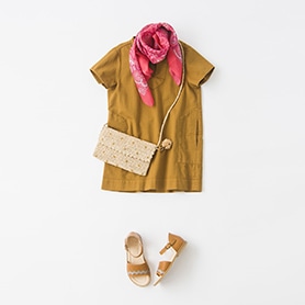 HARTFORD DRESS, BONTON SCARF, NATHALIE VERLINDEN SANDAL