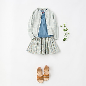 BONTON CARDIGAN, SKIRT, BLOUSE