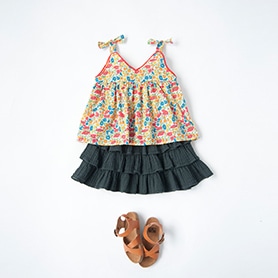 BONTON BLOUSE, SKIRT, SANDALS