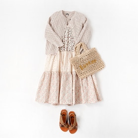 BONTON DRESS, CARDIGAN, BAG