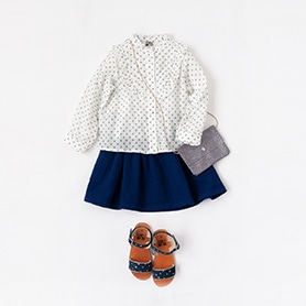 BONTON BLOUSE, SKIRT, BAG, SANDALS