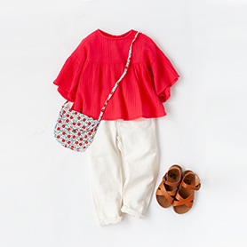BONTON BLOUSE, BAG, SANDALS, BELLEROSE PANTS