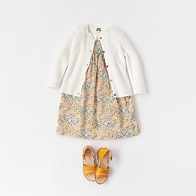 BONTON DRESS, CARDIGAN, NATHALIE VERLINDEN SANDALS