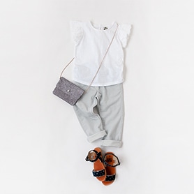 BONTON T-SHIRT, PANTS, BAG, SANDALS