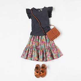BONTON T-SHIRT, SKIRT, BAG, SANDALS