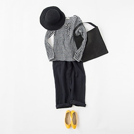 HARTFORD TOP, PANTS, HELEN KAMINSKI HAT, PORSELLI SHOES, DRAGON BAG
