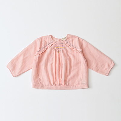 【SALE 50%OFF】CARAMEL 2021SS キッズ 刺繍ブラウス（PINK ピンク）3A-6A