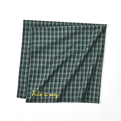 BONTON キッズ チェック刺繍スカーフ（C704 CARREAU V グリーンチェック）