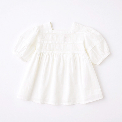 【SALE 50%OFF】BONPOINT 2022SS キッズ 刺繍ワンピース（002BLANC LAIT ホワイト）4A-8A