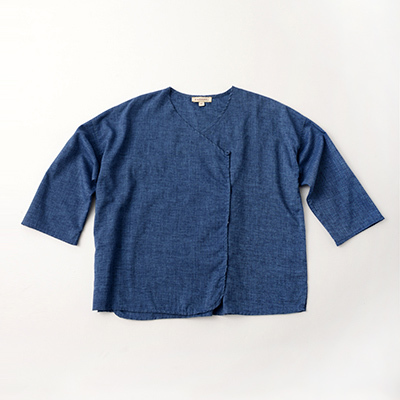 CARAMEL 2022SS キッズ ラップシャツ（IRIS VOILE ブルー）8A