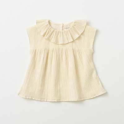 【SALE 50%OFF】LOUIS LOUISE 2022SS キッズ フリルカラーブラウス（CREAM クリーム）3A-4A