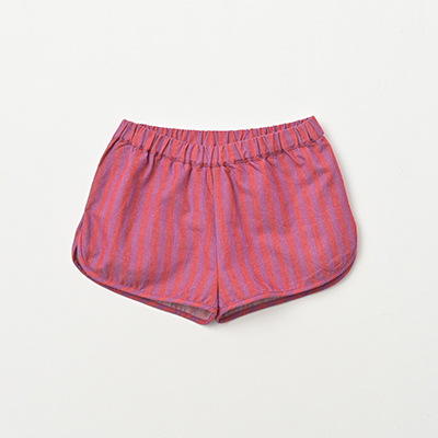 【SALE 50%OFF】LOUIS LOUISE 2022SS キッズ ストライプショートパンツ（INDIAN PINK ピンク/パープルストライプ）6A-8A
