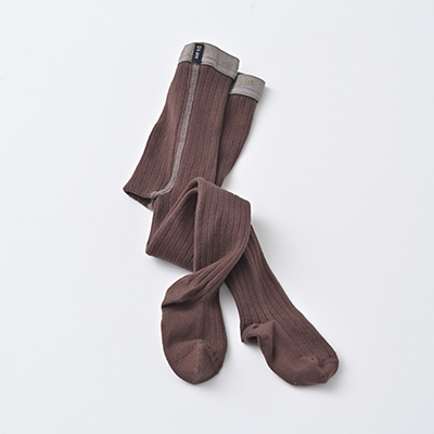 COLLEGIEN KIDS Louise-Ribbed Tights（786 chocolat au lait）3/4A-11/12A