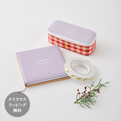 STICKY LEMON pencil case（poppy gingham + mauve lilac + fig brown）、childhood memories、Paper tape lemonのセット