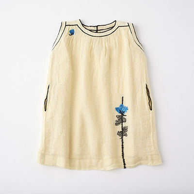 【SALE 40％OFF】CARAMEL 2023SS KIDS WOVEN DRESS WITHEMBROIDERY（BEIGE ）6A