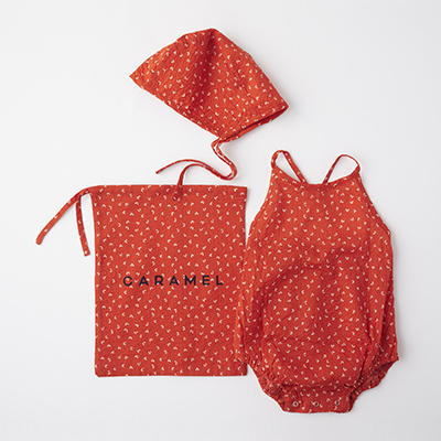 【SALE 40％OFF】CARAMEL 2023SS BABY BABY WOVEN SET（RED POPPY ）12M-18M