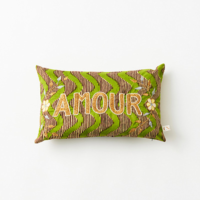 CSAO mini coussin brode（green/amour ）