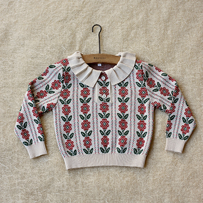 LILI et NENE キッズ BONJOUR 2023AW KIDS Red Flower Polo 8A 