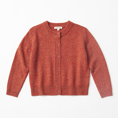 CARAMEL 2023AW KIDS KNITTED CARDIGAN（TOMATO/CAMEL MOULINE ）4A-6A