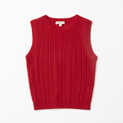 CARAMEL 2023AW KIDS KNITTED VEST（BRIGHT RED ）4A-6A