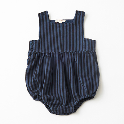 CARAMEL 2023AW BABY WOVEN BABY ROMPE（STORM BLUE STRIPE ）12M-18M