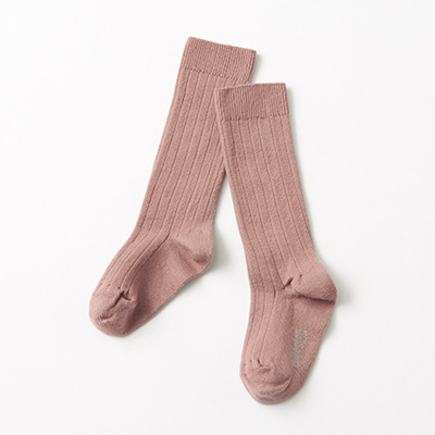 COLLEGIEN BABY La Haute-Ribbed Knee-high Socks（875 praline de lyon ）21/23