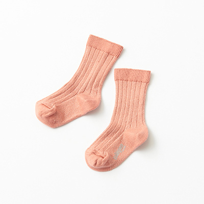 COLLEGIEN BABY Victoire-Glitter Ribbed Crew Socks（723 bois de rose ）18/20-21/23