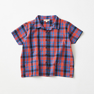 �ySALE 50%OFF�zCARAMEL 2024SS KIDS BAMBOO SHIRT�iRED/BLUE TARTAN�j8A-10A