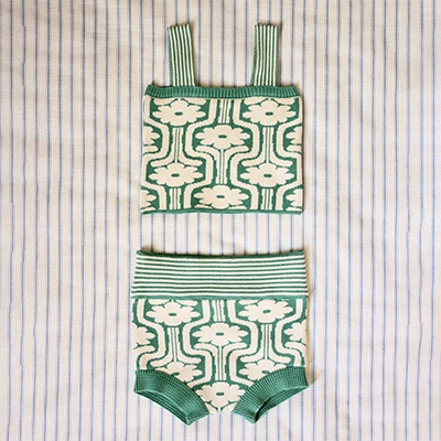�ySALE 30%OFF�zBONJOUR 2024SS KIDS SET PANTY + TOP GREEN 4A-6A