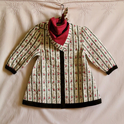 BONJOUR 2025AW KIDS Dress coat&scarf tapestry kaki stripe print 6A