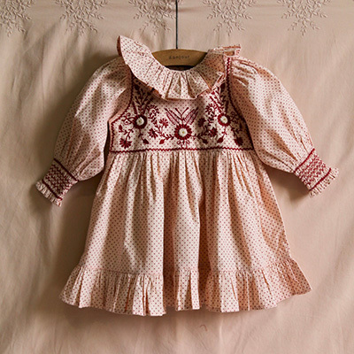 BONJOUR 2025AW KIDS Iris tunique pink dot print 2A-6A