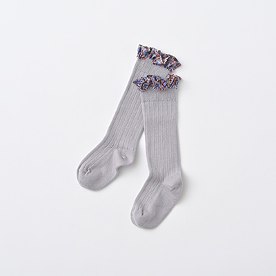 COLLEGIEN Elisabeth-Liberty Ruffle Ribbed Knee-high Socksi238 jour de pluiej11`12cm