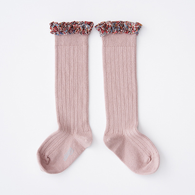 COLLEGIEN Elisabeth-Liberty Ruffle Ribbed Knee-high Socksi331 Vieux Rosej12`16cm