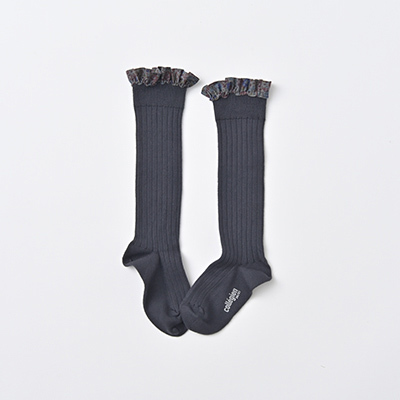 COLLEGIEN Elisabeth-Liberty Ruffle Ribbed Knee-high Socksi783 pierre de volvicj12`16cm