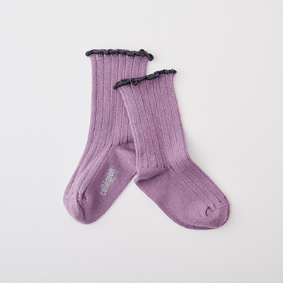 COLLEGIEN Delphine-lettuce trim ribbed socksi406 glycine du japonj12`23cm