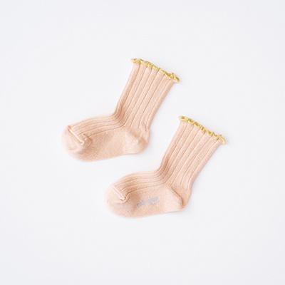 COLLEGIEN Delphine-Lettuce Trim Ribbed Socksi590 Sorbetj11`14cm