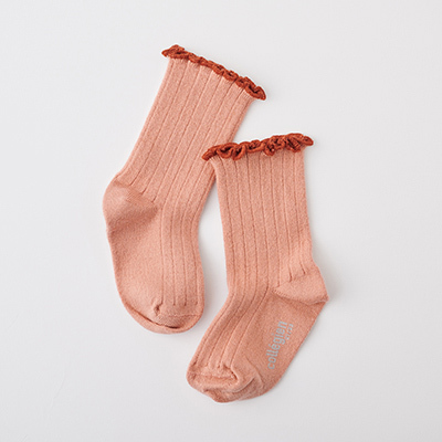 COLLEGIEN Delphine-lettuce trim ribbed socksi723 bois de rosej11`16cm