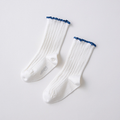 COLLEGIEN Delphine-Lettuce Trim Ribbed Socksi908 Blanc Neigej12`16cm