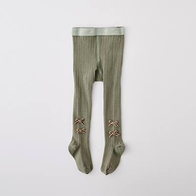 COLLEGIEN Capucine-Ribbed tights with velvet bowsi188 saugej11`19cm