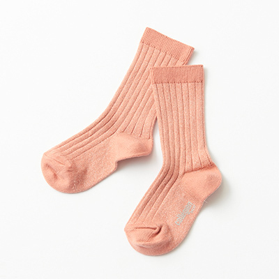 COLLEGIEN Victoire-Glitter Ribbed Crew Socksi723 bois de rosej11`23cm