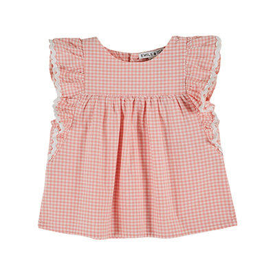 EMILE ET IDA 2026SS KIDS BLOUSE VOLANT VICHY�iVIVI�j3A-5A