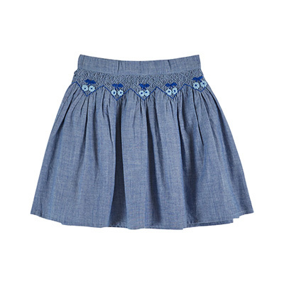 EMILE ET IDA 2026SS KIDS JUPE BRODEE�iCHAMBRAY�j5A-6A