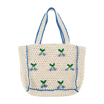 EMILE ET IDA 2026SS KIDS SAC CROCHET CERISES�iCREME BLEU�j